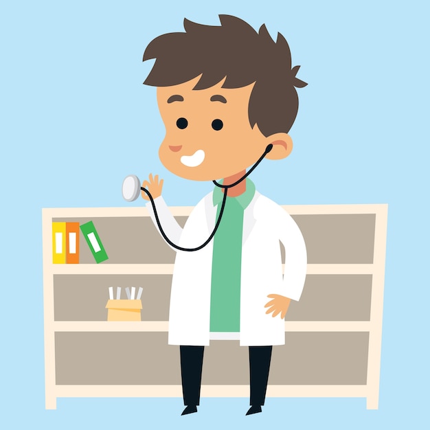 Cartoon doctor kid illustration