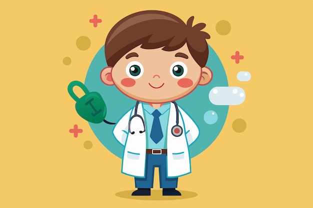 Vector a cartoon of a doctor with a bottle of alcohol in his hand
