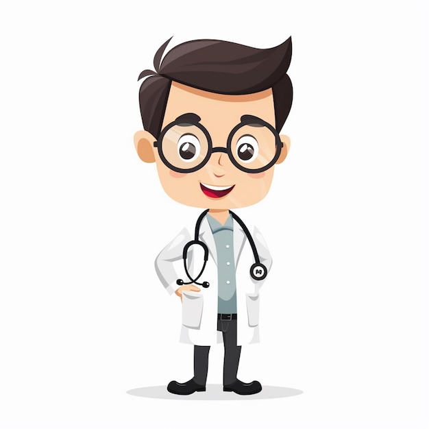 Vector a cartoon of a doctor with a stethoscope around his neck