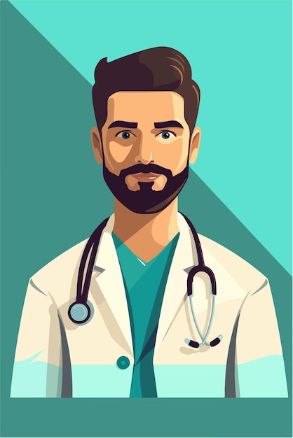 Vector a cartoon of a doctor with a stethoscope on his neck.