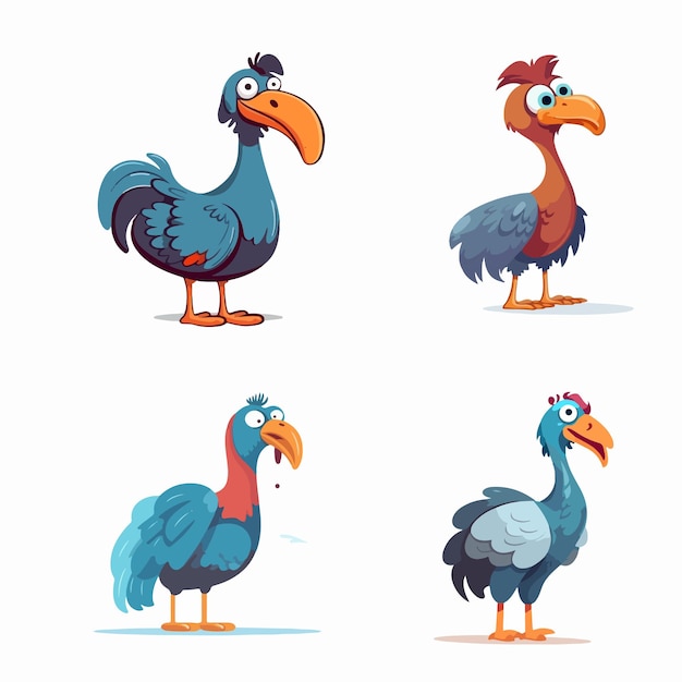 Cartoon dodo bird cheerful vibrant color vector