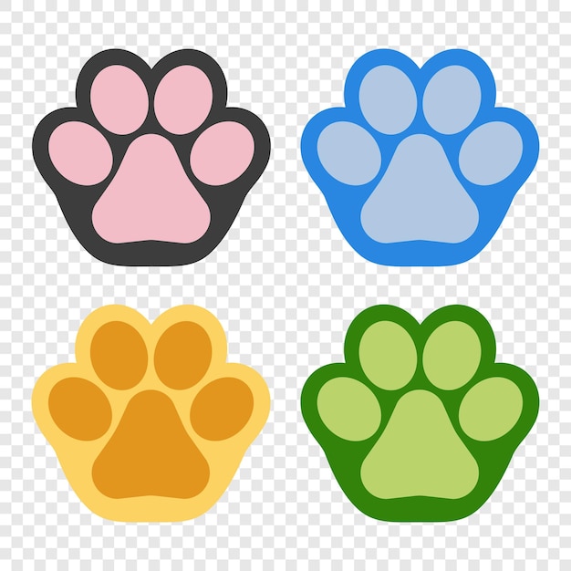 Cartoon dog and cat paw vector icon