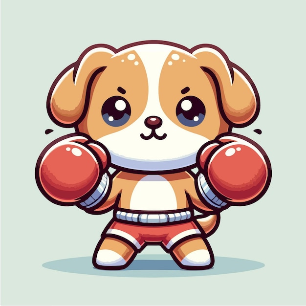 Vector cartoon dog character boxing