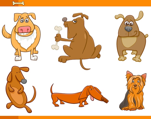 Cartoon dog characters set