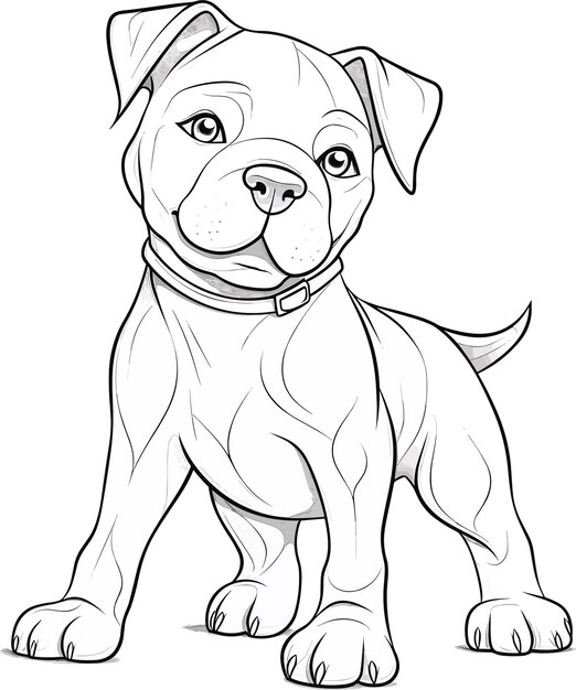 Vector a cartoon dog coloring page for kids.