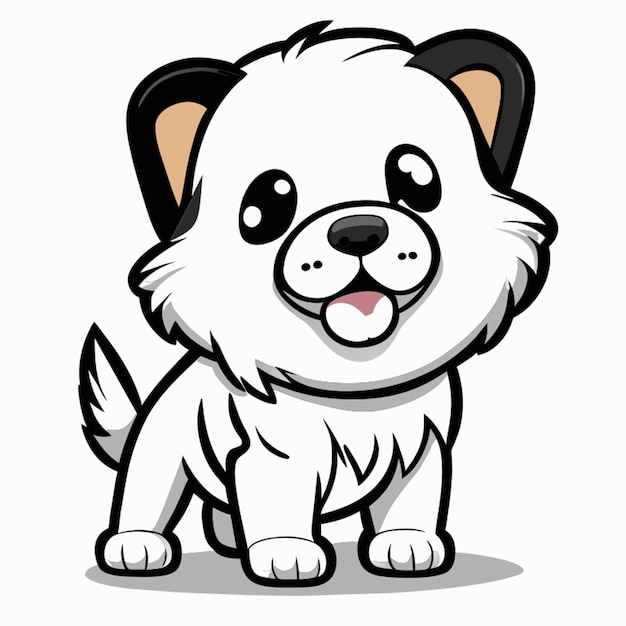 Cartoon dog full white kids style white background sketch style playful style bones