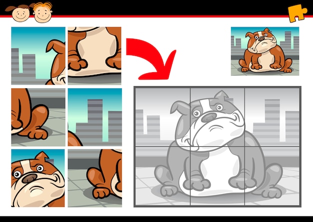 Cartoon dog jigsaw puzzle game