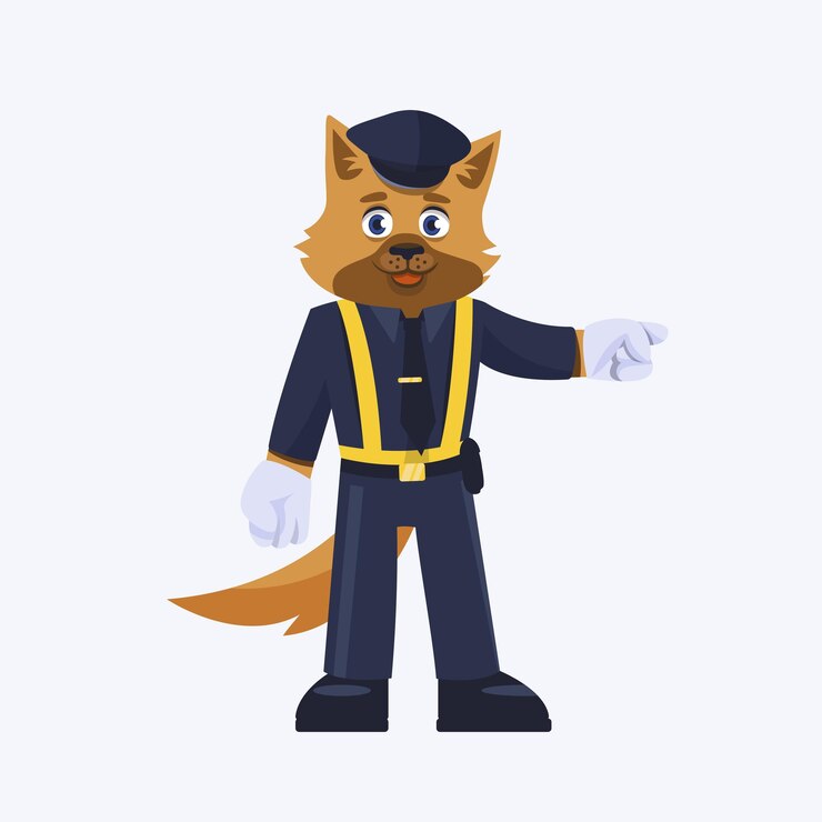 Vector cartoon dog policeman in uniform