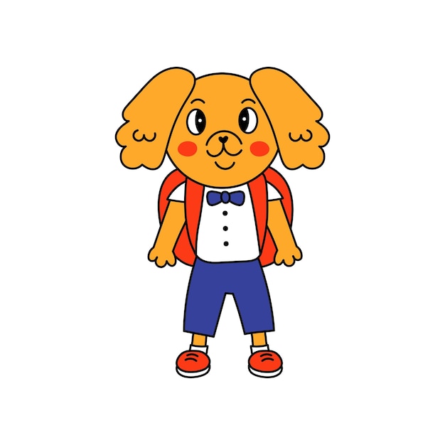 Cartoon dog schoolboy