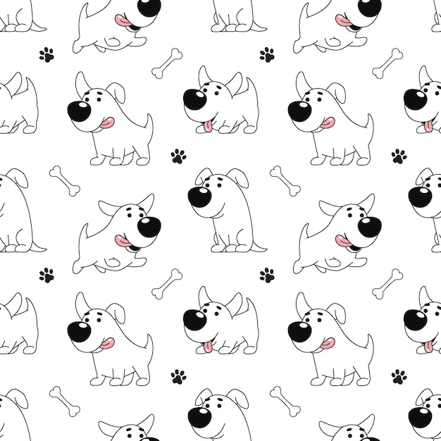 Cartoon dog seamless pattern