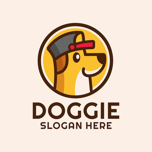 Мультфильм собака в шляпе дизайн логотипа