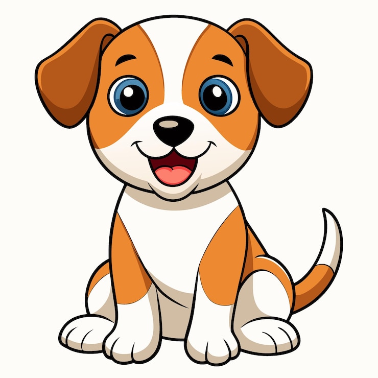 Vector a cartoon dog with a big eyes and a big smile