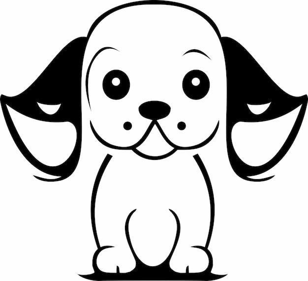 A cartoon dog with a black and white face.