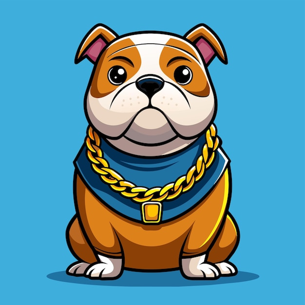 мультфильмная собака с голубой рубашкой и золотой цепью