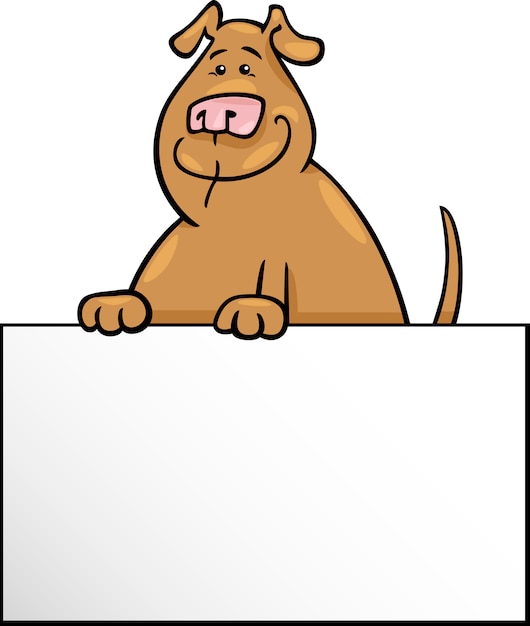 ボードやカードデザインの漫画犬