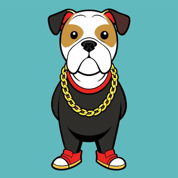 Vector a cartoon dog with a collar and a shirt that says quot dog quot