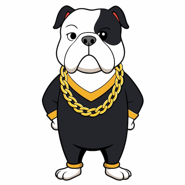 a cartoon dog with a gold chain around his neck