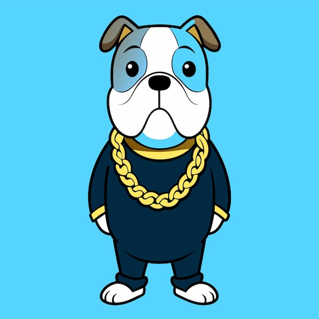 a cartoon dog with a gold chain around his neck