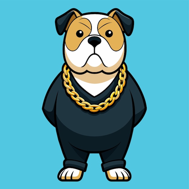 a cartoon dog with a gold chain around his neck