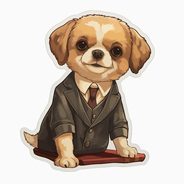 Vector a cartoon dog with a suit and tie on it