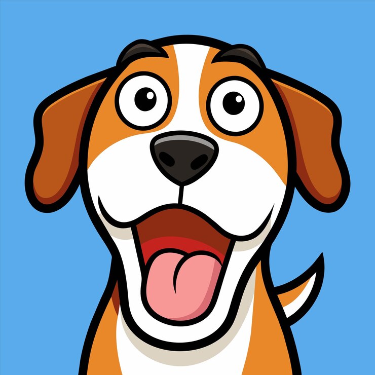 Vector a cartoon dog with a white and brown face and a black nose