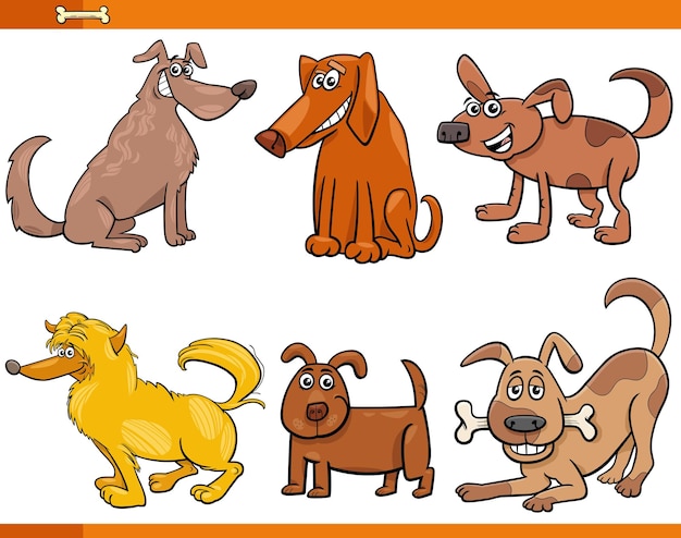 Вектор Мультфильмы собаки и щенки комические персонажи животных