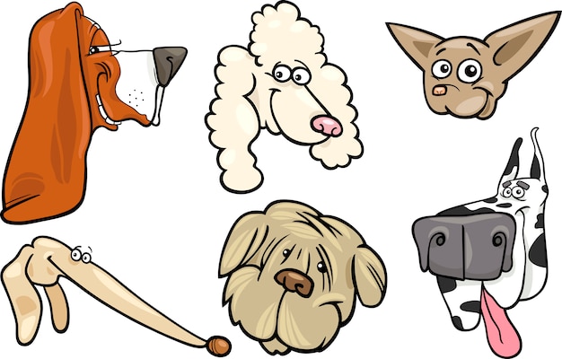 Cartoon dogs heads set