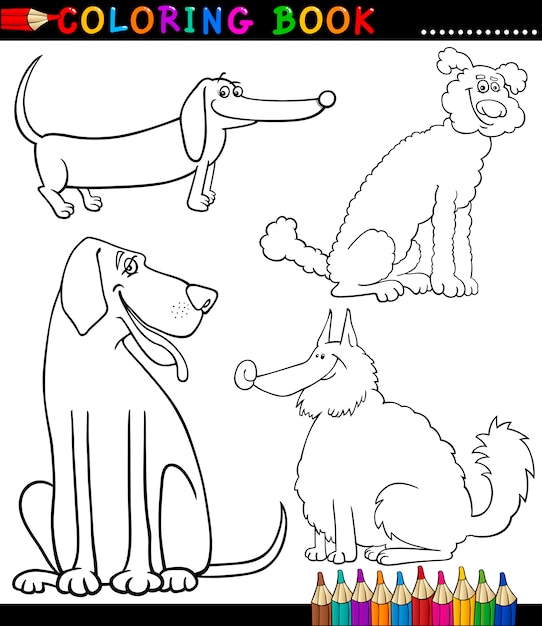 Cartoon Dogs or Puppies Coloring Page