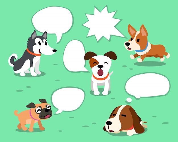 Мультяшные собаки с белыми пузырями речи