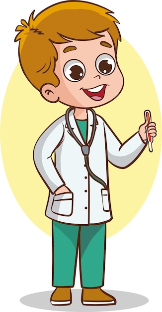 Cartoon dokter kind met stethoscoop Vector illustratie