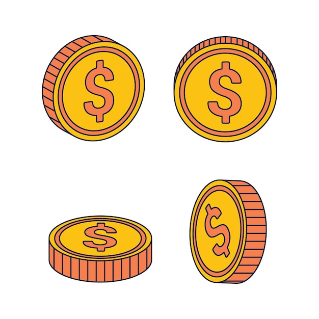 Vector cartoon dollar coin vector collection