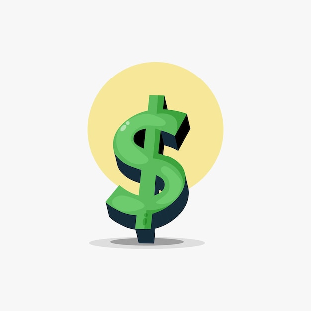 Cartoon dollar money icon illustration