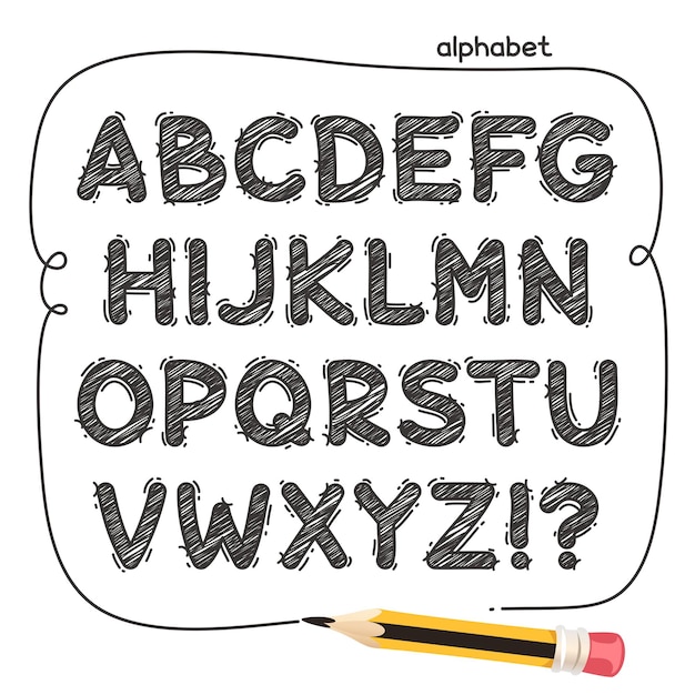 Vector cartoon doodle alphabet