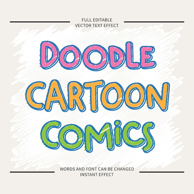 Cartoon doodle editable text effect