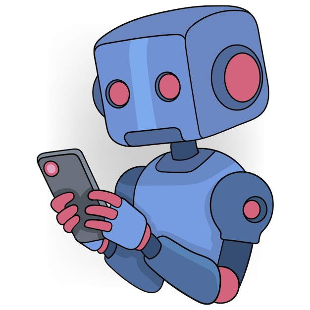 cartoon doodle illustration of artificial intelligence technology able to help answer questions