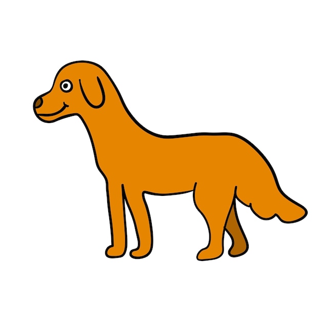 Cartoon doodle lineaire hond geïsoleerd op een witte achtergrond