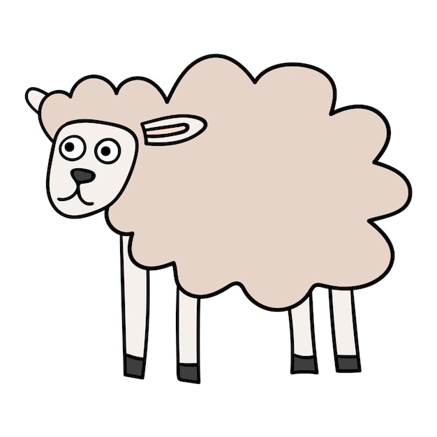 Cartoon doodle lineaire schapen geïsoleerd op witte achtergrond