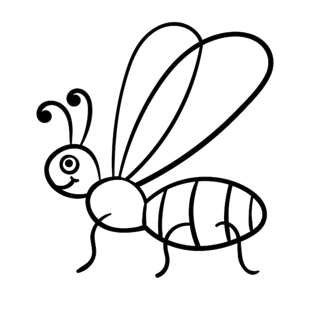 Вектор Мультфильм каракули линейной мухи мошки, изолированные на белом фоне