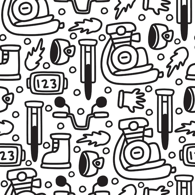 Cartoon doodle motorcycle seamless pattern