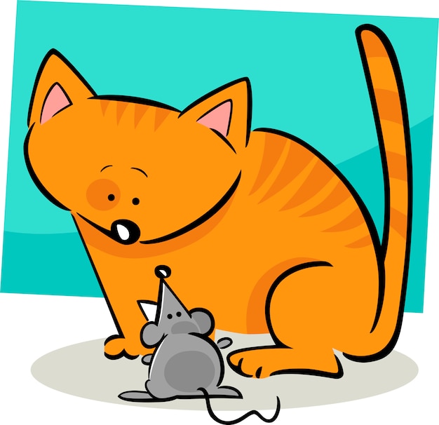 猫とマウスの漫画の落書き