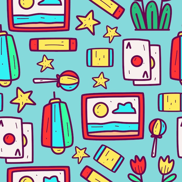 Vector cartoon doodle pattern design illustration