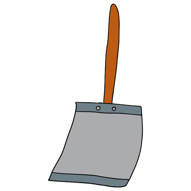 Cartoon doodle snow shovel isolated on white background.