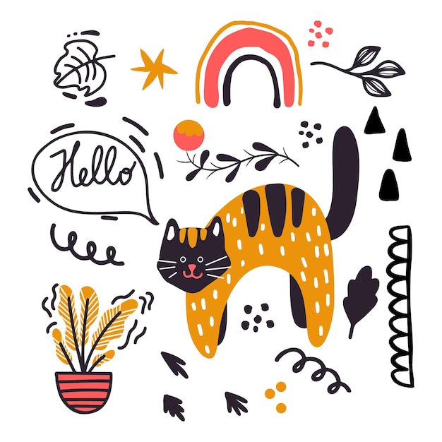 Cartoon doodle stijl vectorillustratie Herfst stickers