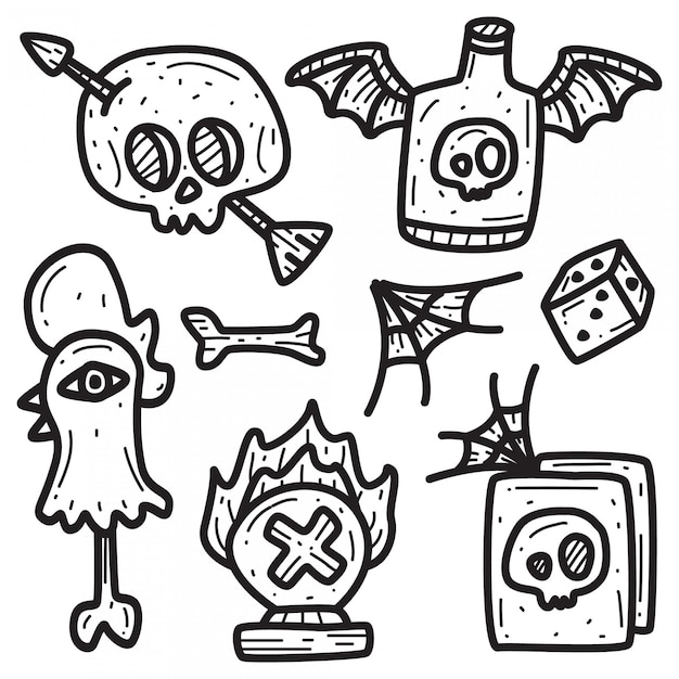 Vector cartoon doodle tattoo  template