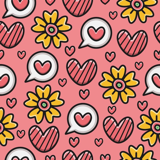 Cartoon doodle valentin seamless pattern