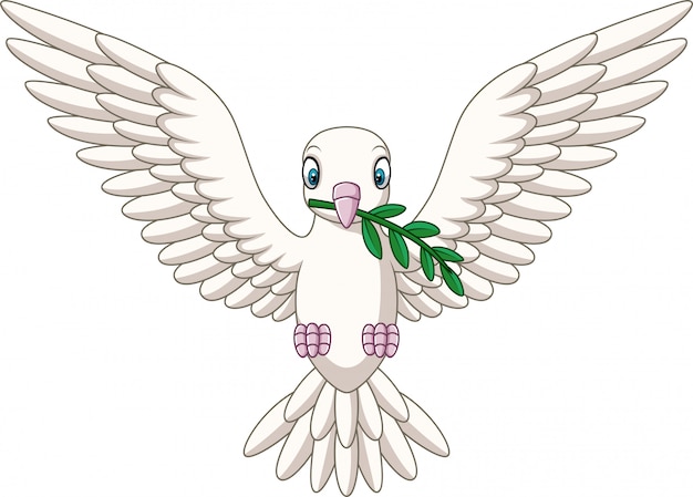 Cartoon dove with an olive branch