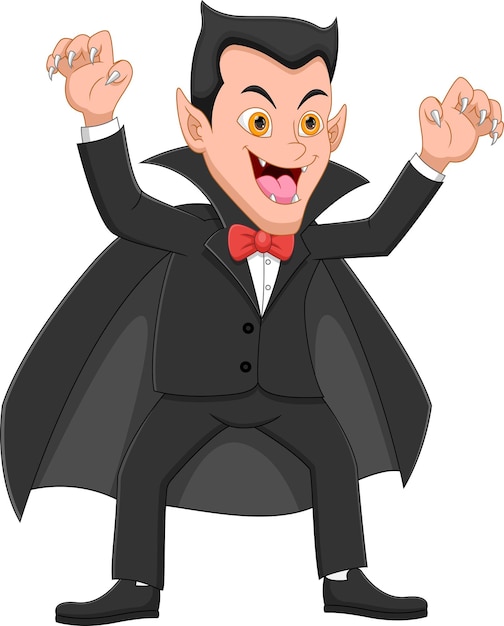 Vector cartoon dracula vampier man op witte achtergrond