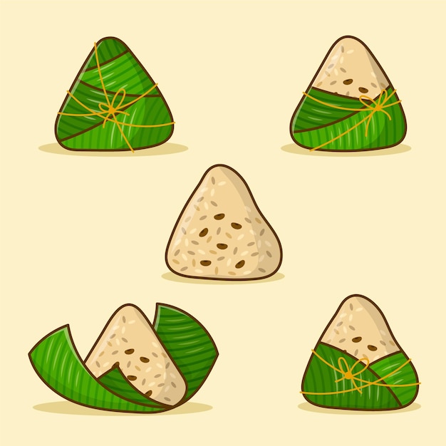 Vector cartoon dragon boat's zongzi collection