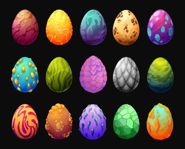 Vector cartoon dragon eggs fantasy game vector asset