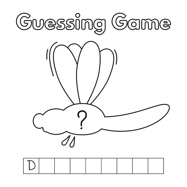 Cartoon Dragonfly Guessing Game Coloring Pages